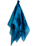 Foulard carré de soie Bleu jeans bleu