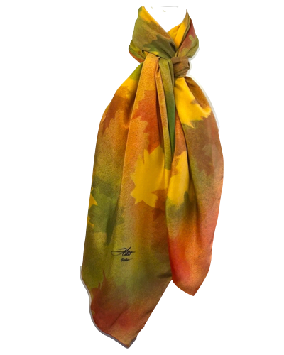 Foulard de soie pour homme et femme Érable rouge et vert