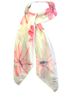 Foulard carré de soie Rose corail