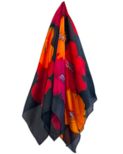 Foulard carré de soie Noir tutti frutti